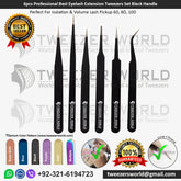6pcs Professional Best Eyelash Extension Tweezers Set Black Handle